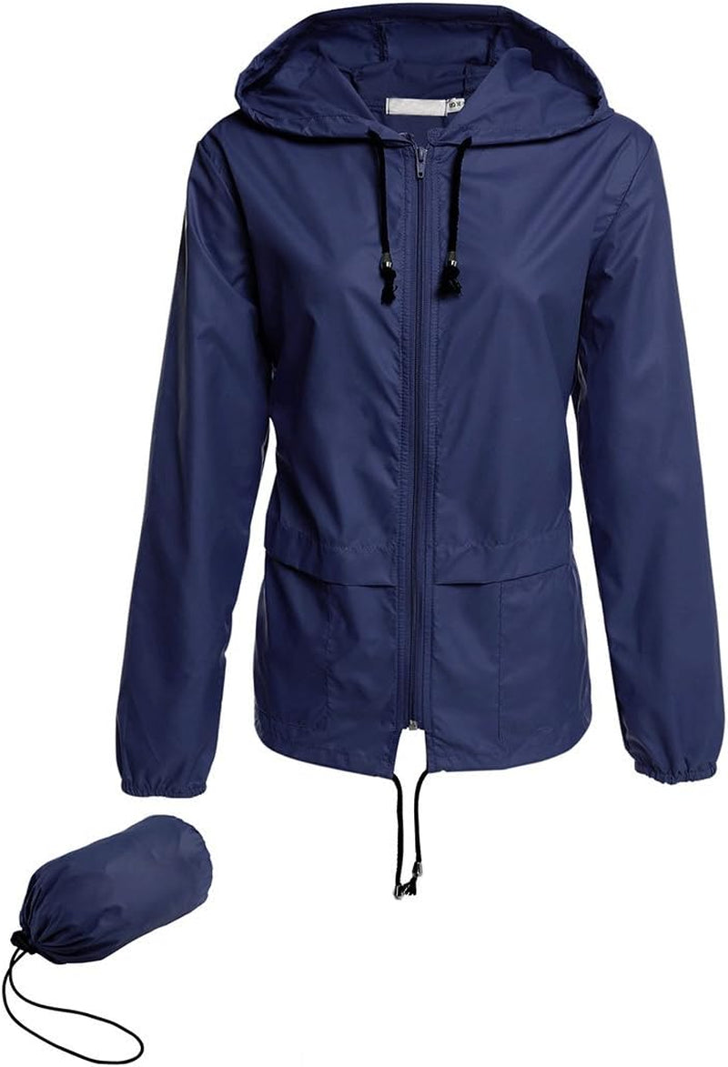 Women'S Lightweight Hooded Raincoat Waterproof Packable Active Outdoor Rain Jacket (S-3XL)
