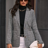 Plaid Woven Office Blazer