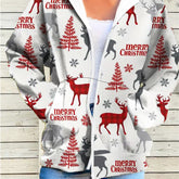 Women’s Christmas Print Hooded Winter Jacket