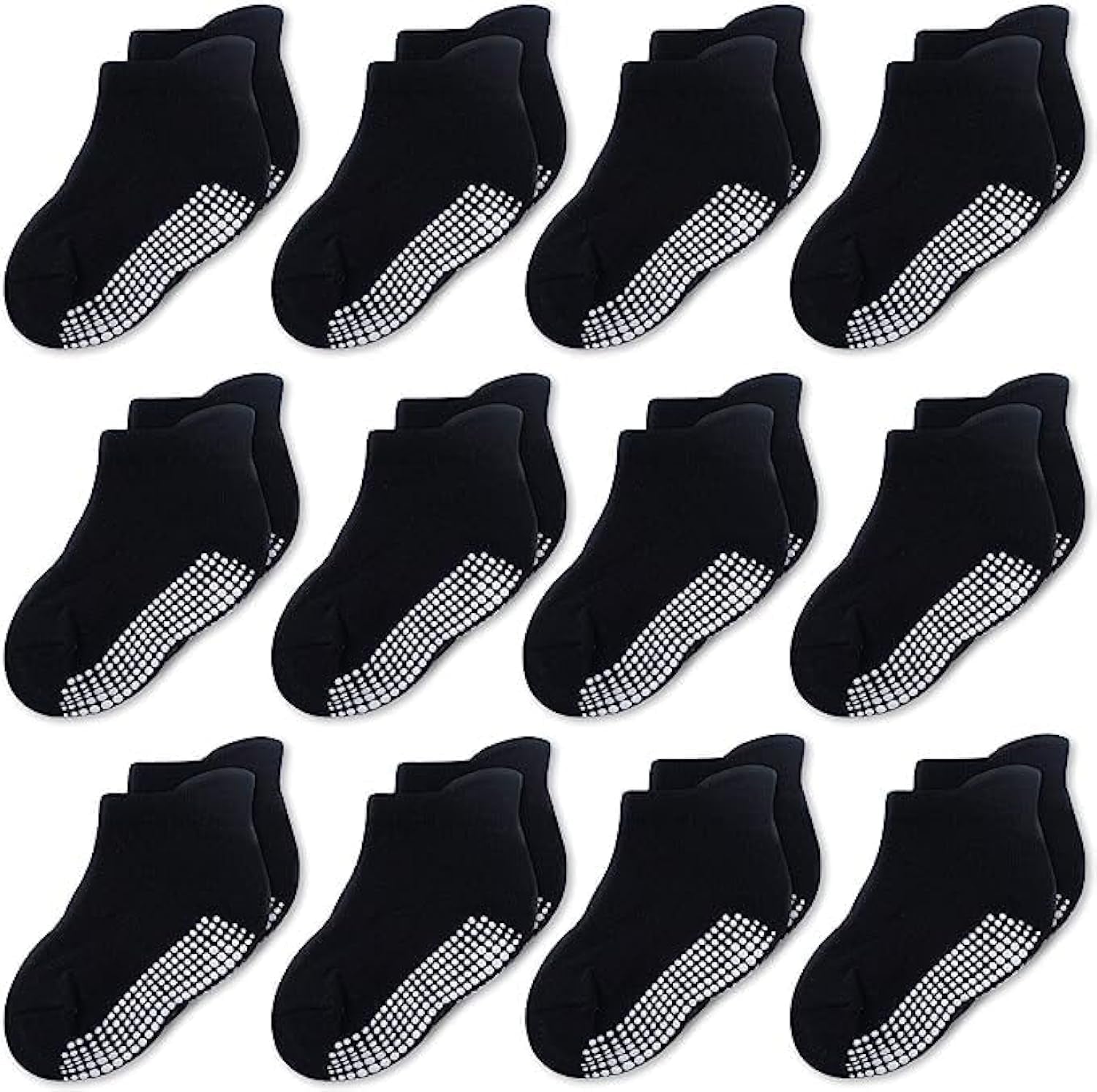 Ankle Style Socks with Grip for Little Girls & Boys, Infants, Toddlers, Children - 12 Pairs