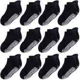Ankle Style Socks with Grip for Little Girls & Boys, Infants, Toddlers, Children - 12 Pairs