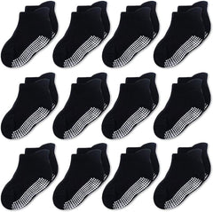 Ankle Style Socks with Grip for Little Girls & Boys, Infants, Toddlers, Children - 12 Pairs