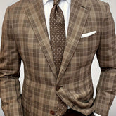 Brown Checkered Evening Suit