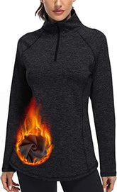 Womens Quarter Zip Running Pullover Jackets Long Sleeve Workout Tops (PRIME)