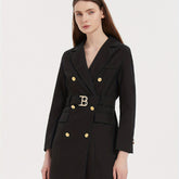 Chic Belted Lapel Blazer Womens