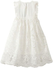 off White Peach Vintage Lace Sleeveless Flower Girl'S Dress