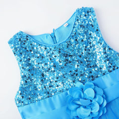 Little Girls' Sequin Mesh Flower Ball Gown Party Dress Tulle Prom