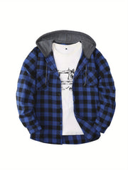 Hooded Plaid Shirt Jacket