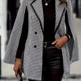 Elegant Houndstooth Cape Blazer