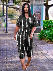 Plus Size Tie-Dye Pocket Jumpsuit
