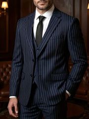 Men’s Three-Piece Vertical Stripe Suit Set
