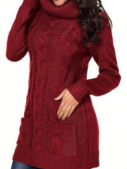 Pocket Cable Turtleneck Sweater