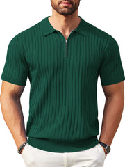 Zipper Knit Mens Polo Shirt