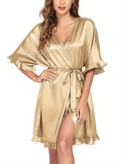 Women Satin Short Kimono Robe