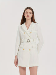 Chic Belted Lapel Blazer Womens