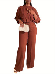 Elegant Wide Leg Pants Suit