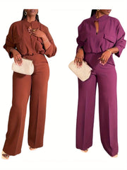 Elegant Wide Leg Pants Suit