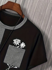 Men’s Rose Color-Block Print T-Shirt