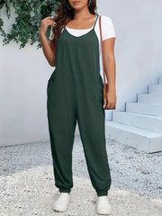 Plus Size V-Neck Cami Jumpsuit with Pockets