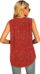 Women'S Summer Sleeveless Chiffon Tank Tops Blouse Loose Casual V Neck Blouses Shirt