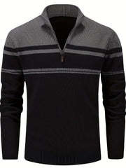Stripe Zip Knit Pullover