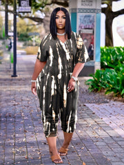 Plus Size Tie-Dye Pocket Jumpsuit