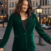 Women’s Elegant Golden Velvet Single-Button Blazer