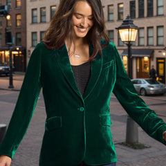 Women’s Elegant Golden Velvet Single-Button Blazer