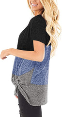 Women'S Tops Short Sleeve Twist Knotted T Shirts Summer Blouse Tunic Tops S-2XL