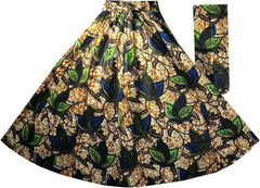 Decora Apparel African Print Women Dashiki Maxi Skirt with Tribal Scarf Pockets Elastic High Waist One Size Plus