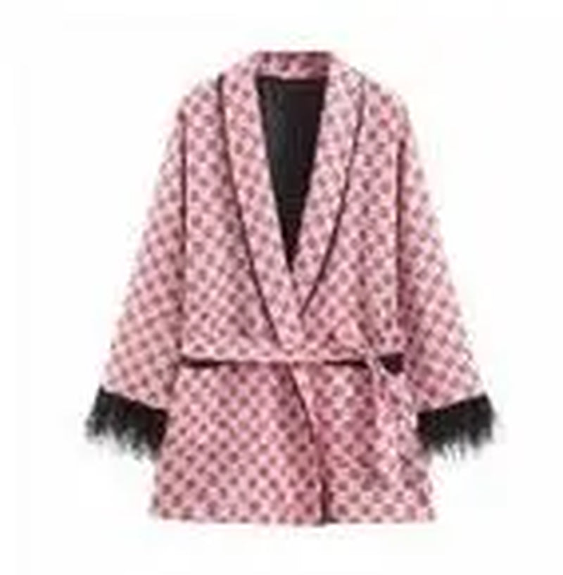 Women Jacket for Women Fashion Suit Jacket with Fringed Print