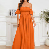 Off-Shoulder Chiffon Bridesmaid Maxi Dress