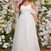 Plus Size Cold Shoulder Lace Wedding Dress