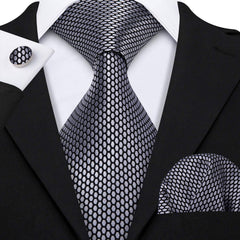 Designer Classic Ties for Men Set Formal Pocket Square Cufflink Check Plaid