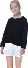Girls Cotton Crop Tops Sweatshirt Twist Front Tie Dye Hoodie 3-15Years