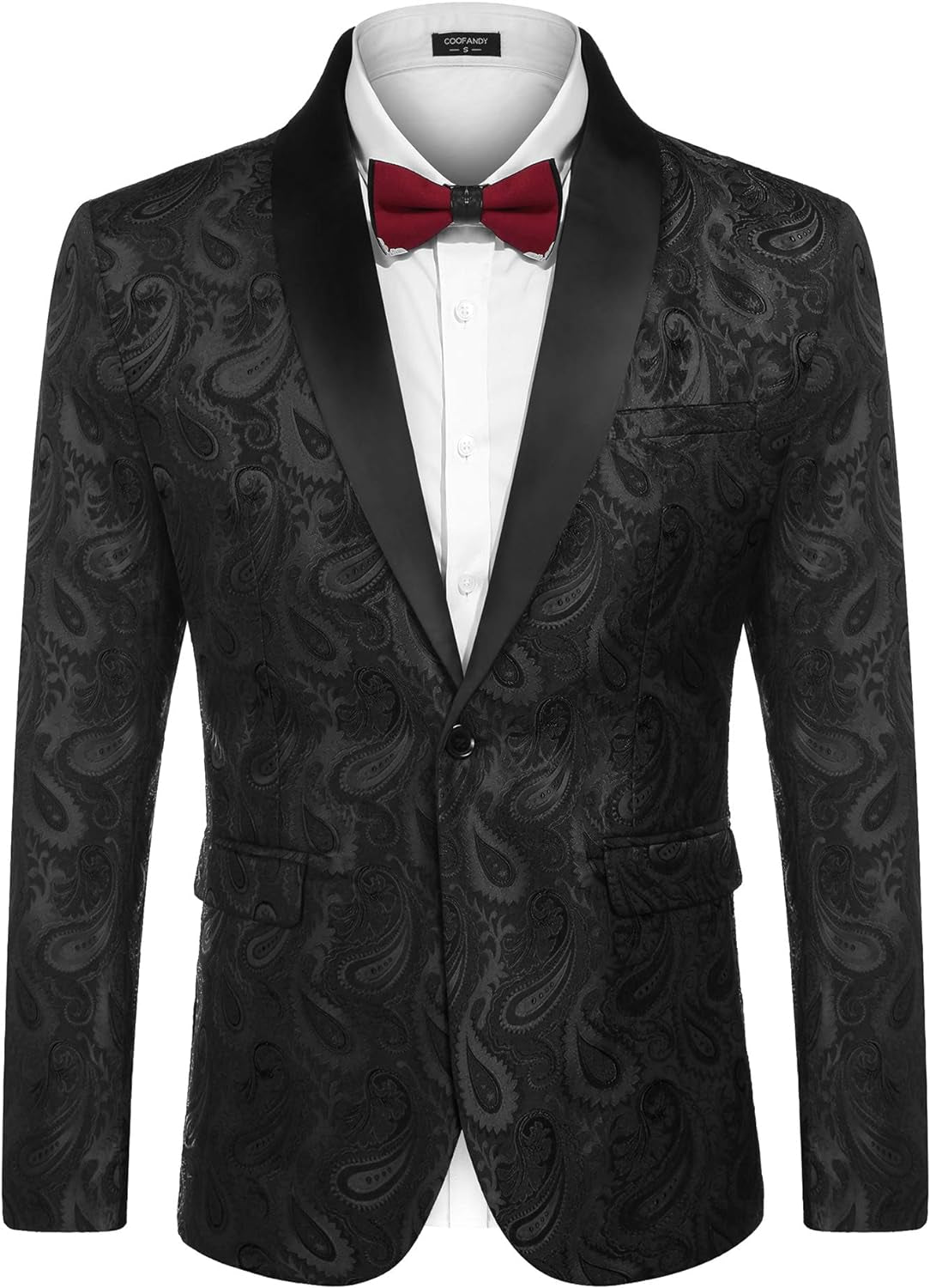 Mens Floral Tuxedo Jacket Paisley Shawl Lapel Suit Blazer Jacket for Dinner,Prom,Wedding