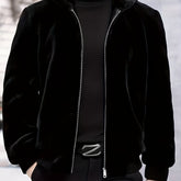 Men’s Luxury Faux-Fur Full-Zip Hooded Jacket