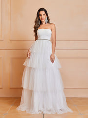 Sweetheart Tiered Backless Wedding Gown