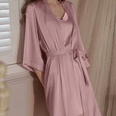 Women Satin Robe and Slip Pajama Set