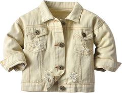 Toddler Kid Baby Boys Girls Denim Jacket Long Sleeve Button down Jeans Coat Cowboy Overcoat Hoodie Casual Outwear