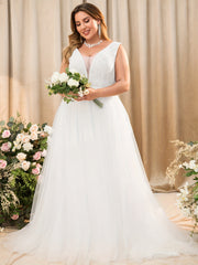 Sleeveless Lace Fit Flare Wedding