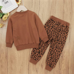 Toddler Baby Girl Leopard Fall Clothes Long Sleeve Pullover Crew Neck Top Sweatshirt Pants Casual Winter Outfits