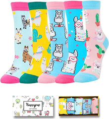 Funny Girls Socks - Unicorn Socks Silly Animal Llama Socks 4 Pack