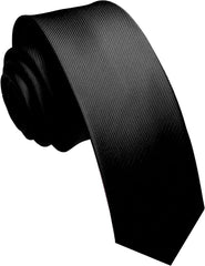 2.4" Solid Color Skinny Tie and Pocket Square with Tie Clip Sets for Men (6Cm)