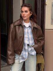 Women’s Retro Full-Zip Motorcycle Jacket