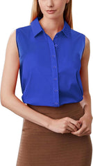 Women'S Sleeveless Button down Shirts Blouses Solid Casual Loose V Neck Tank Tops for Work S-XXL
