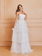 Sweetheart Tiered Backless Wedding Gown
