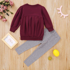 Toddler Girls Clothes Winter Warm Long Sleeve Tops+Long Pants Set