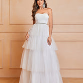 Sweetheart Tiered Backless Wedding Gown