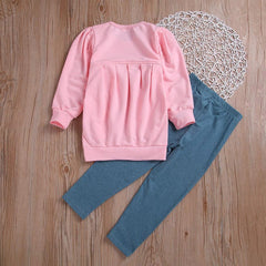 Toddler Baby Girls Clothes Fall Winter Warm Long Sleeve Tops Long Pants Suit Kids Soft Cotton Outfits 2Pcs Set